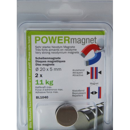 Blister Magnet Ø 20 x 5 mm Inhalt 2 Stück