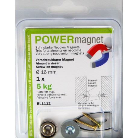 Magnet Ø 16 mm mit Senkung zum Verschrauben mit verschraubbarem Gegenstück