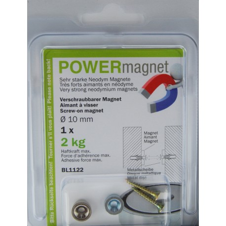 Magnet Ø 10 mm mit Senkung zum Verschrauben mit verschraubbarem Gegenstück