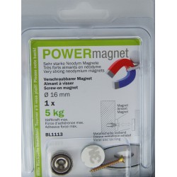 Magnet Ø 16 mm mit Senkung zum Verschrauben mit selbstklebendem Gegenstück